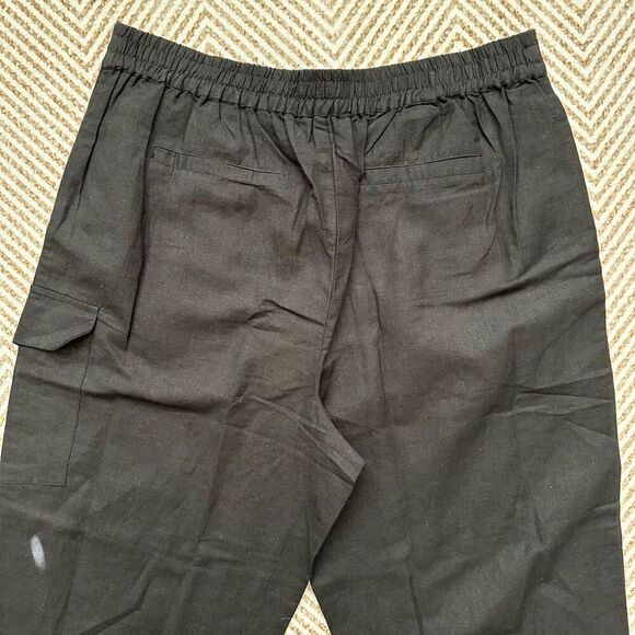 NWT Cleobella Linen Blend Black Cropped Pants Pockets Size L - Picture 5 of 8